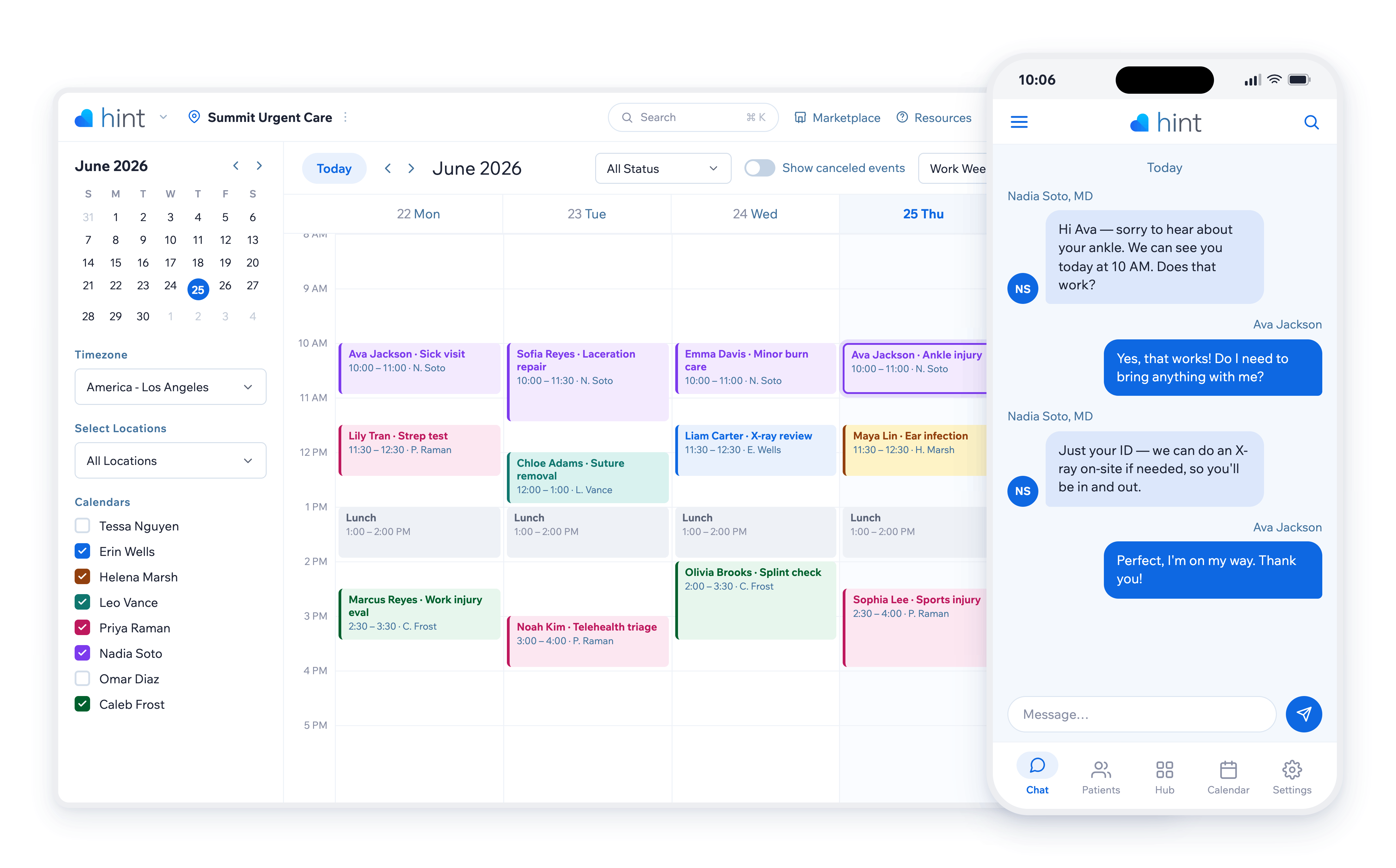 Calendar-Chat-UrgentCare-web